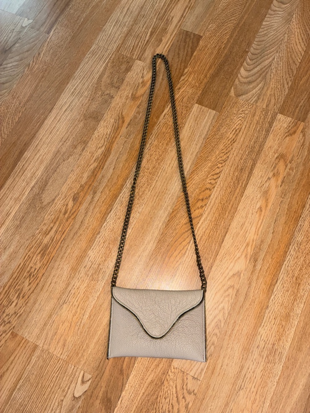 JJ Winters Leather Taupe Chain Strap Crossbody Bag